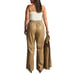Good American Faux Leather Drawstring Wide-Leg Pants Warm Caramel size 5 (2XL)