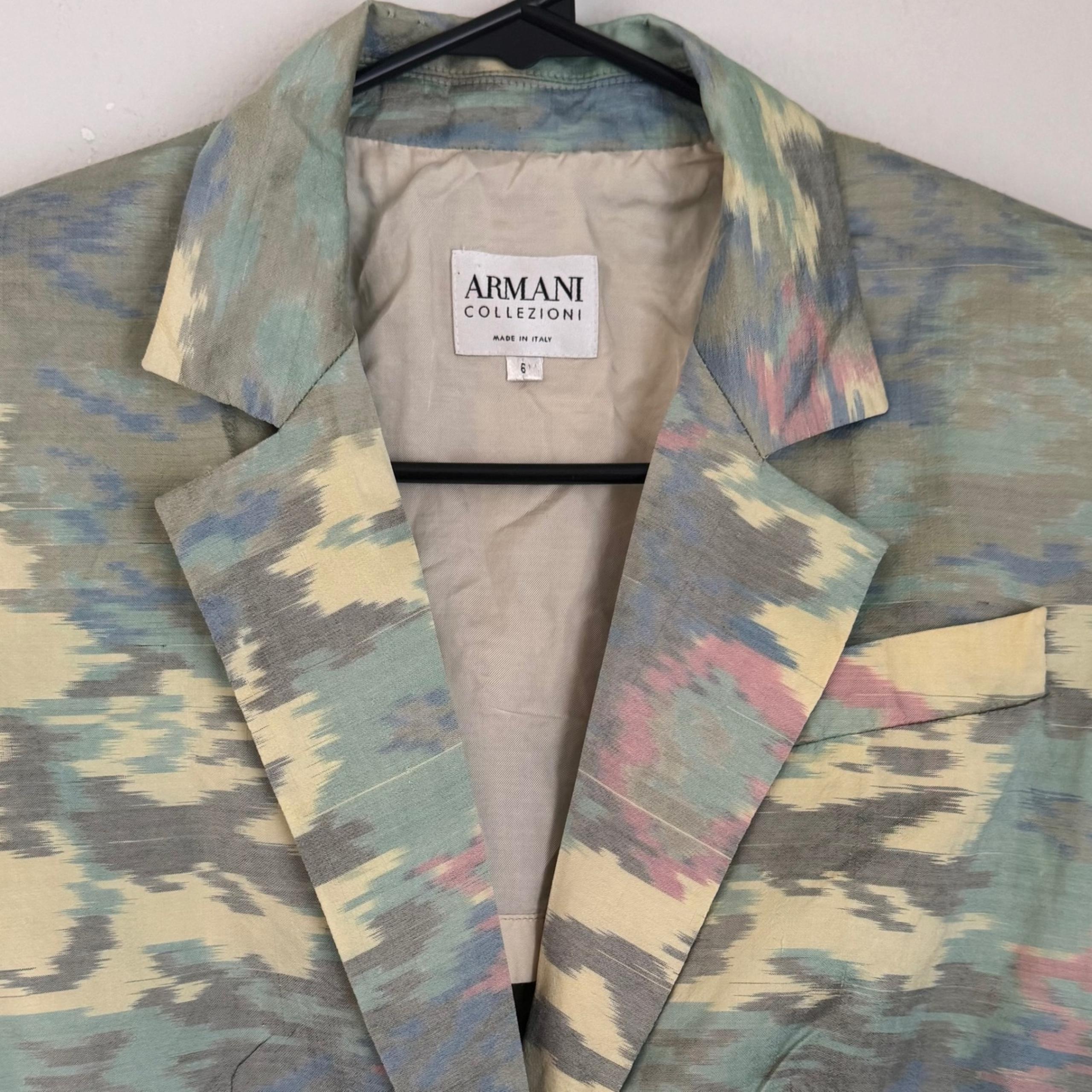 Armani Collezioni Silk Blazer Abstract Print Career Jacket Made in Italy 6