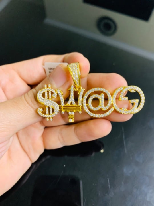 Gold Finish Swag Pendant w/ rope chain