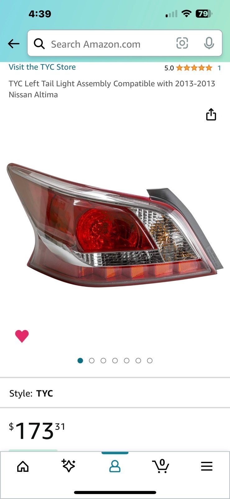 Tail Light Assembly-Regular TYC 11-6484-00 fits 2013-2015 Nissan Altima