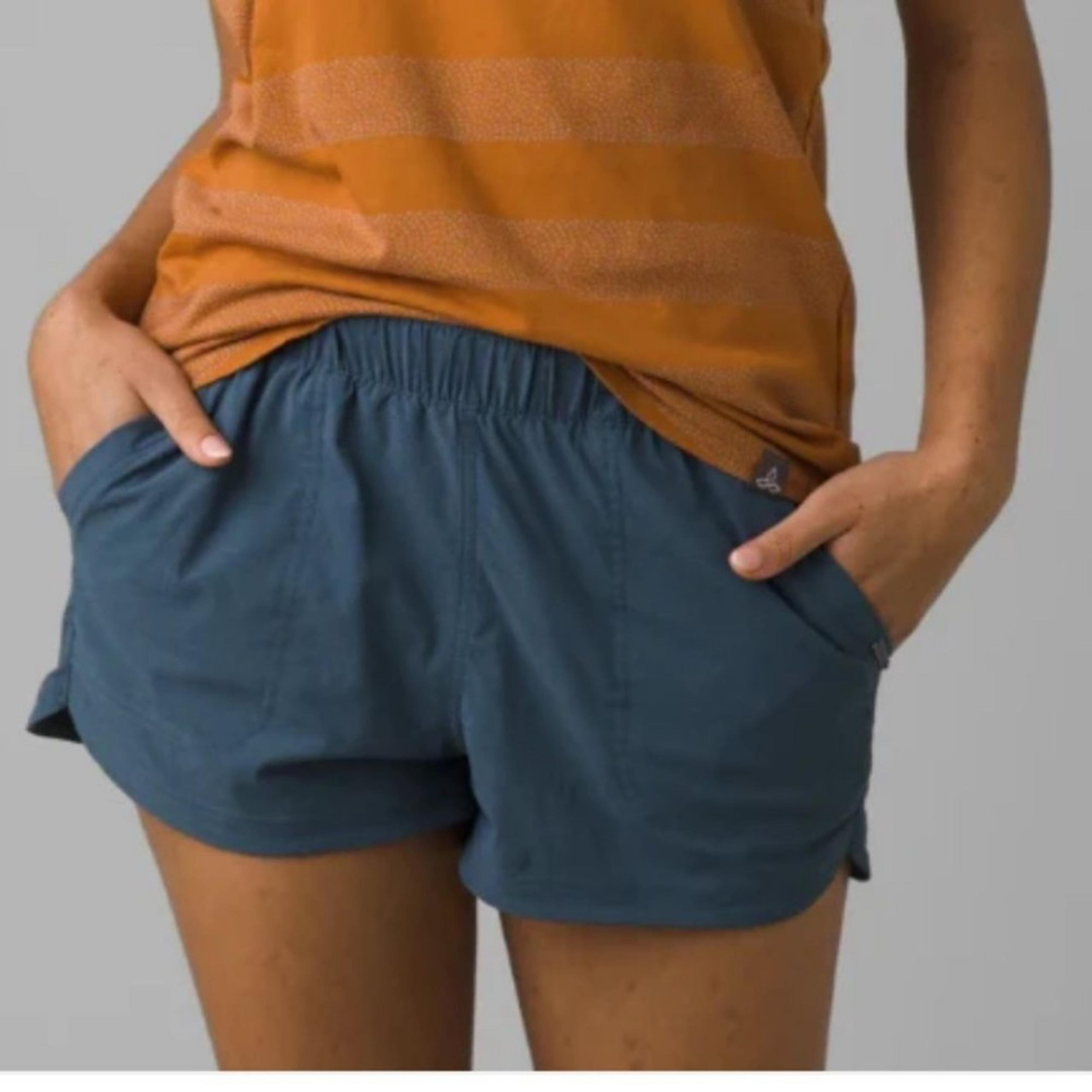 Prana Women’s L Arch Shorts Teal Blue Athletic Hiking Granola Girl Gorpcore