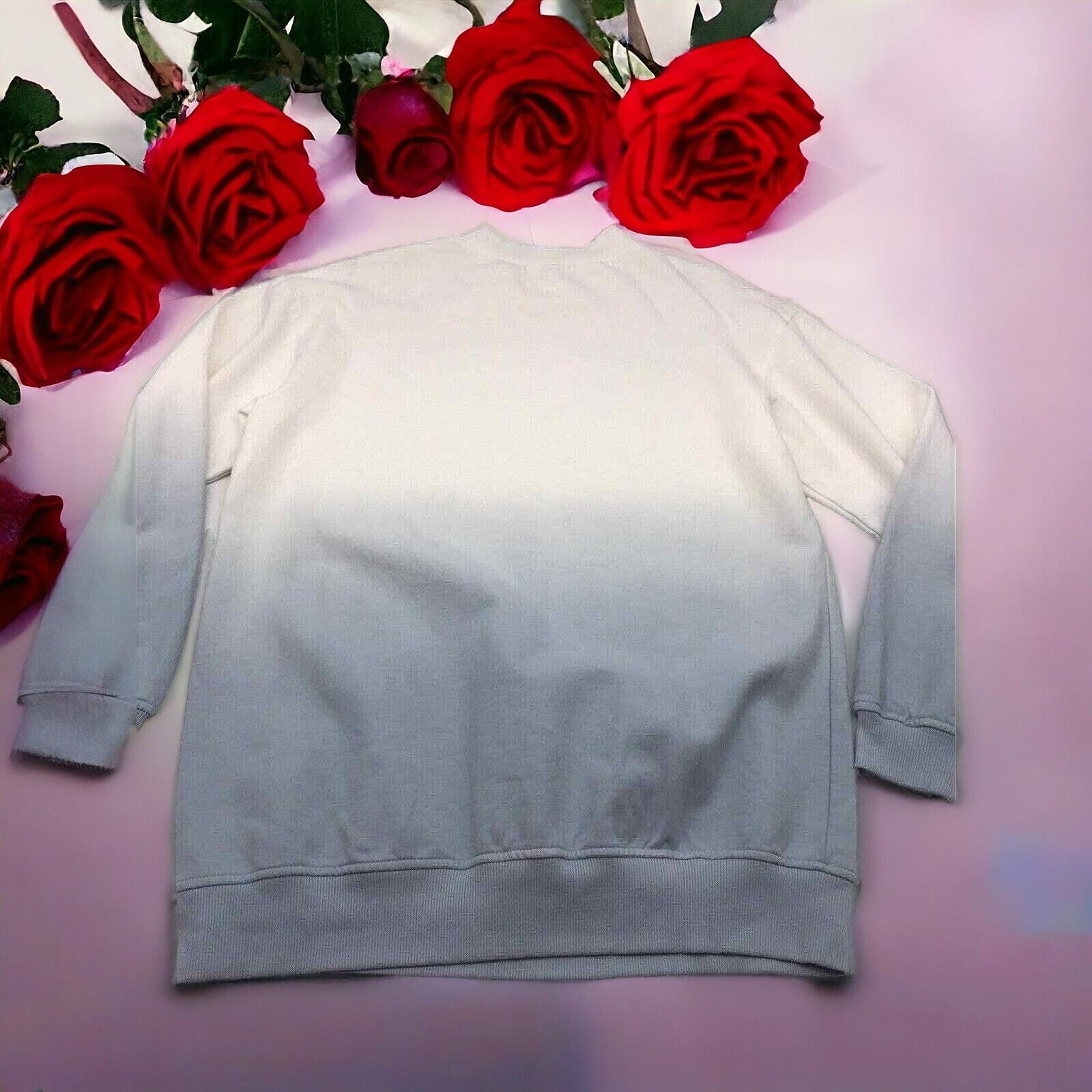 BP Womens Size Small Pullover Sweatshirt Tie Dye Ombre Blue Cream