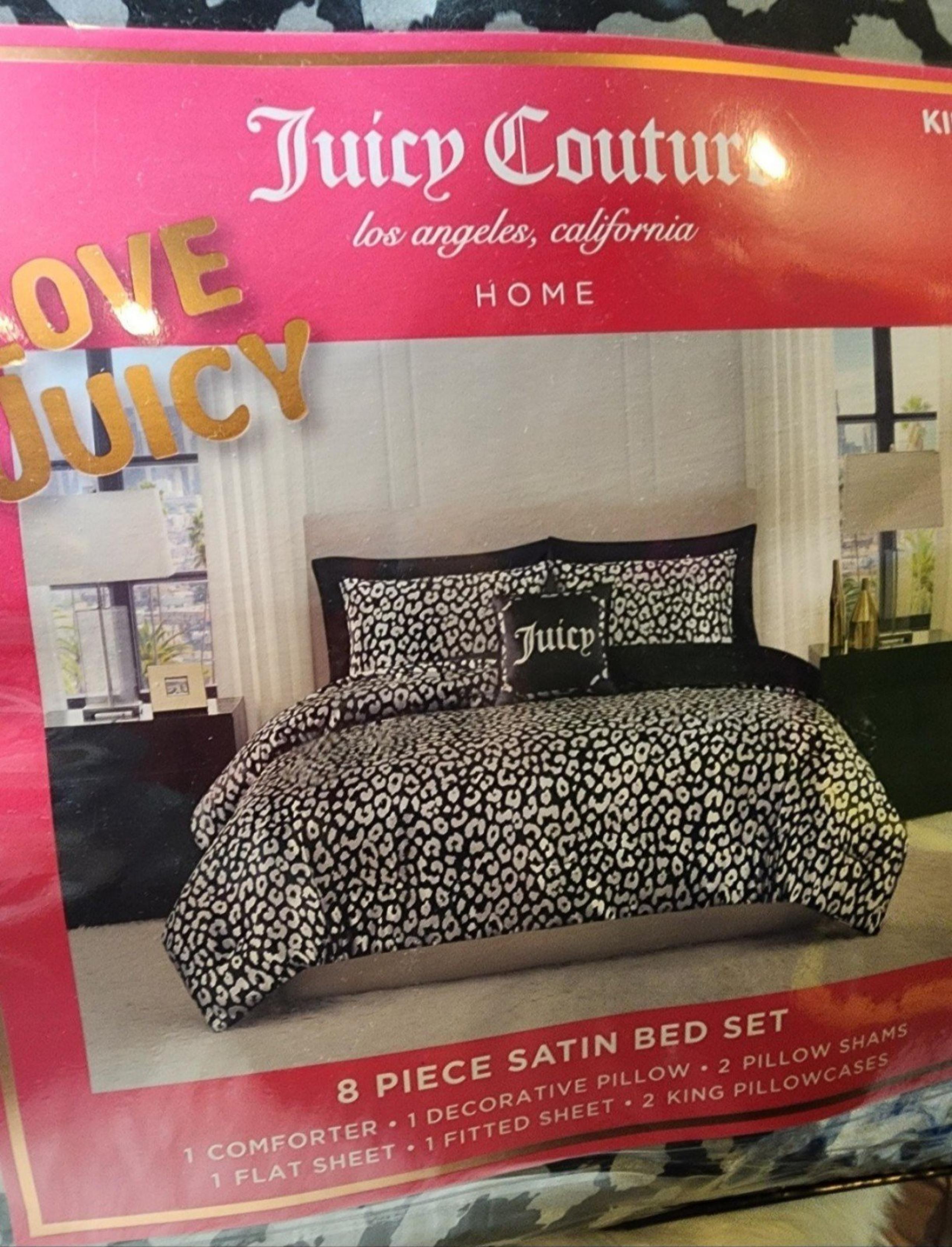 Juicy Coulture 8 Piece Satin King bed set
Satin Leopard Print