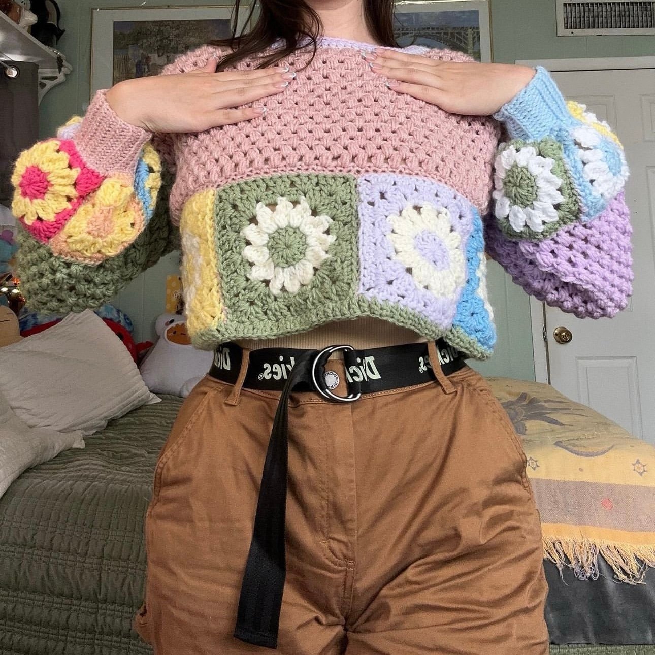 Handmade Granny Square Crochet Sweater