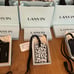Lanvin Leather Necklace Card holder, black and white psychadelic pattern