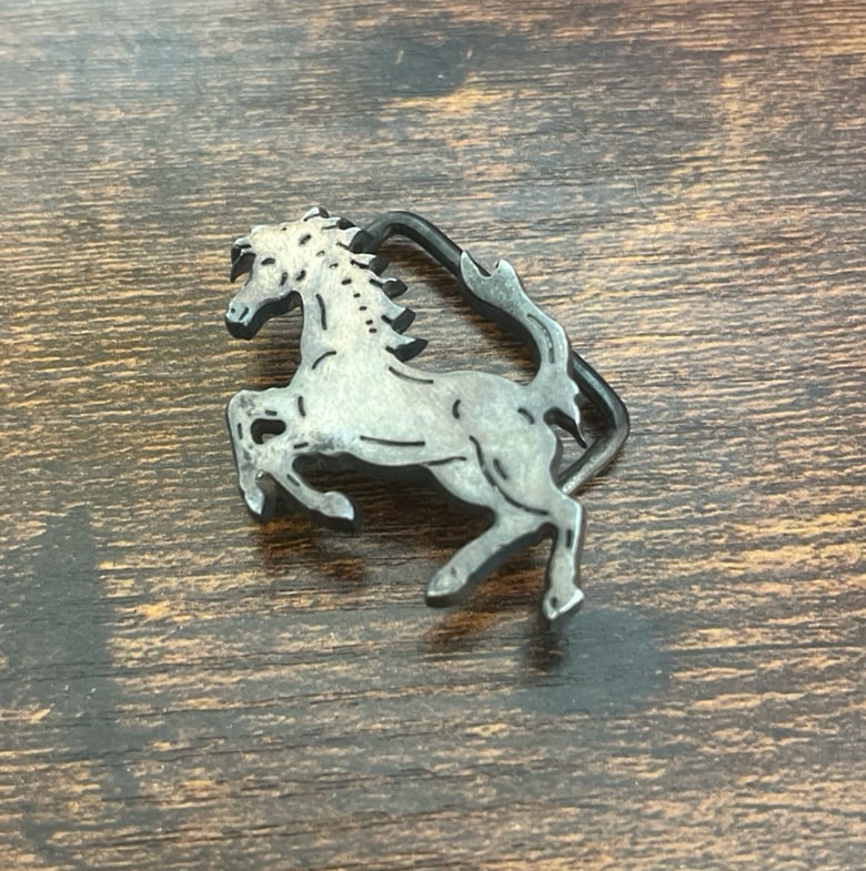 Sterling Silver Ferrari Leather Belt Buckle