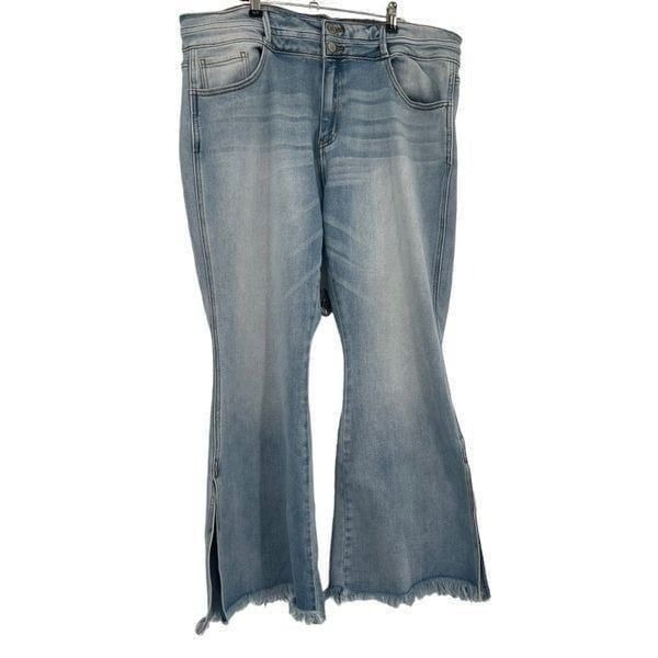 Kancan Signature Jeans High Rise Flare Size 34 Estilo Distressed Hem Stretch