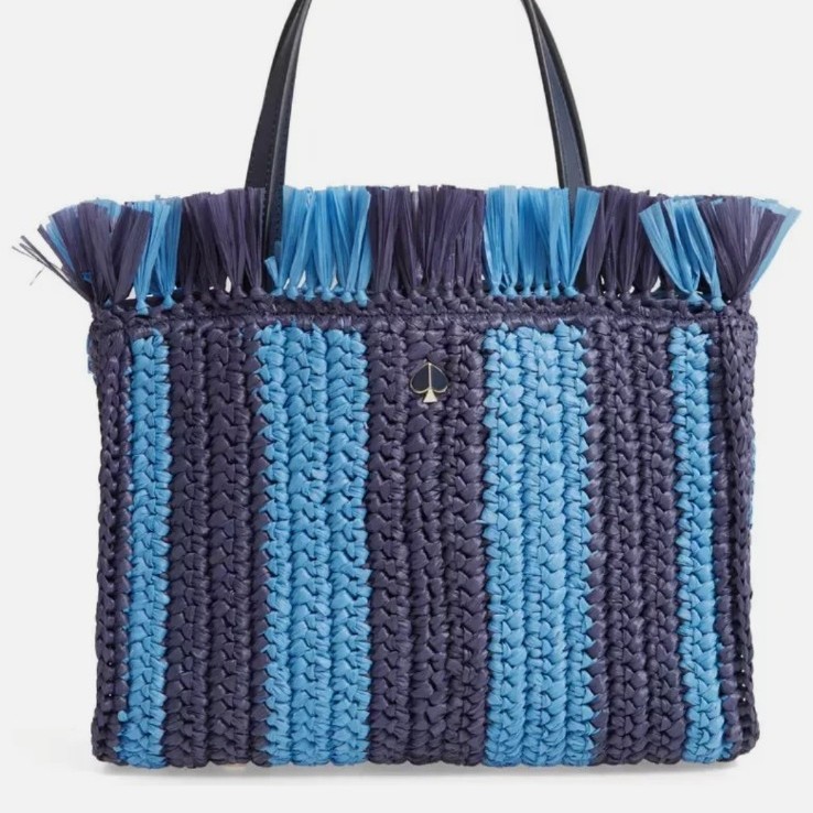 Kate Spade Sam Stripe Medium Rafia/Straw Bag