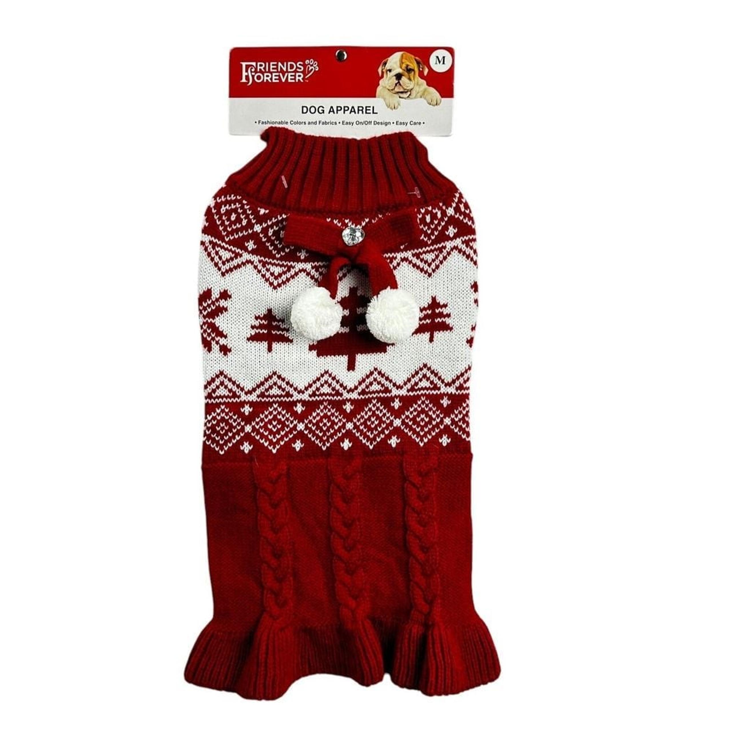 Friends Forever Dog Sweater Winter Red White  Gray Small S New