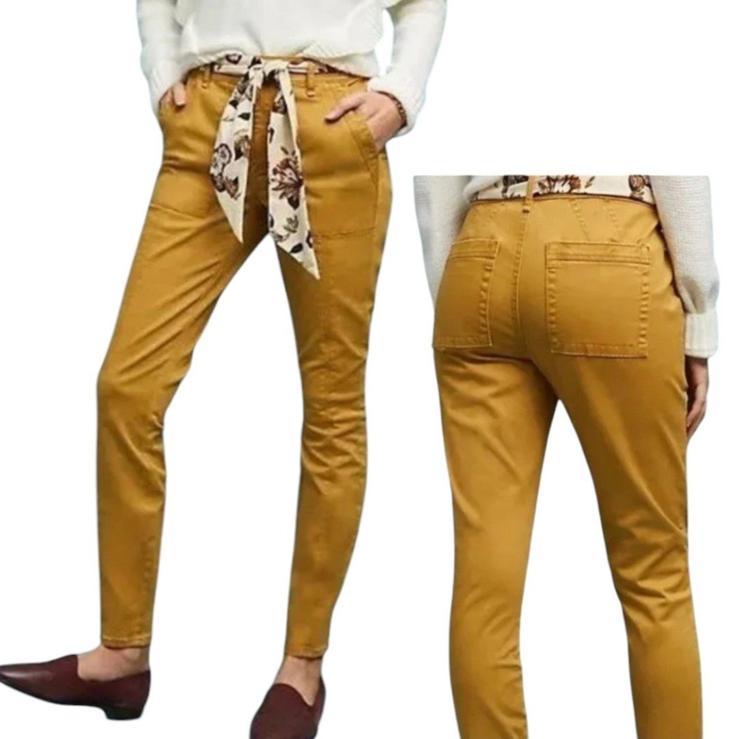 Anthropologie Jefferson Slim Utility Pants Womens 26 Mustard Stretch Casual