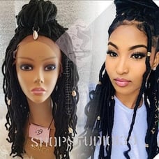 Human hair Faux loc lace front wig black
