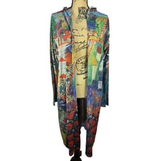 Inoah Womens M Hooded Open Front Long Duster NWT Art to Wear Hippie Boho