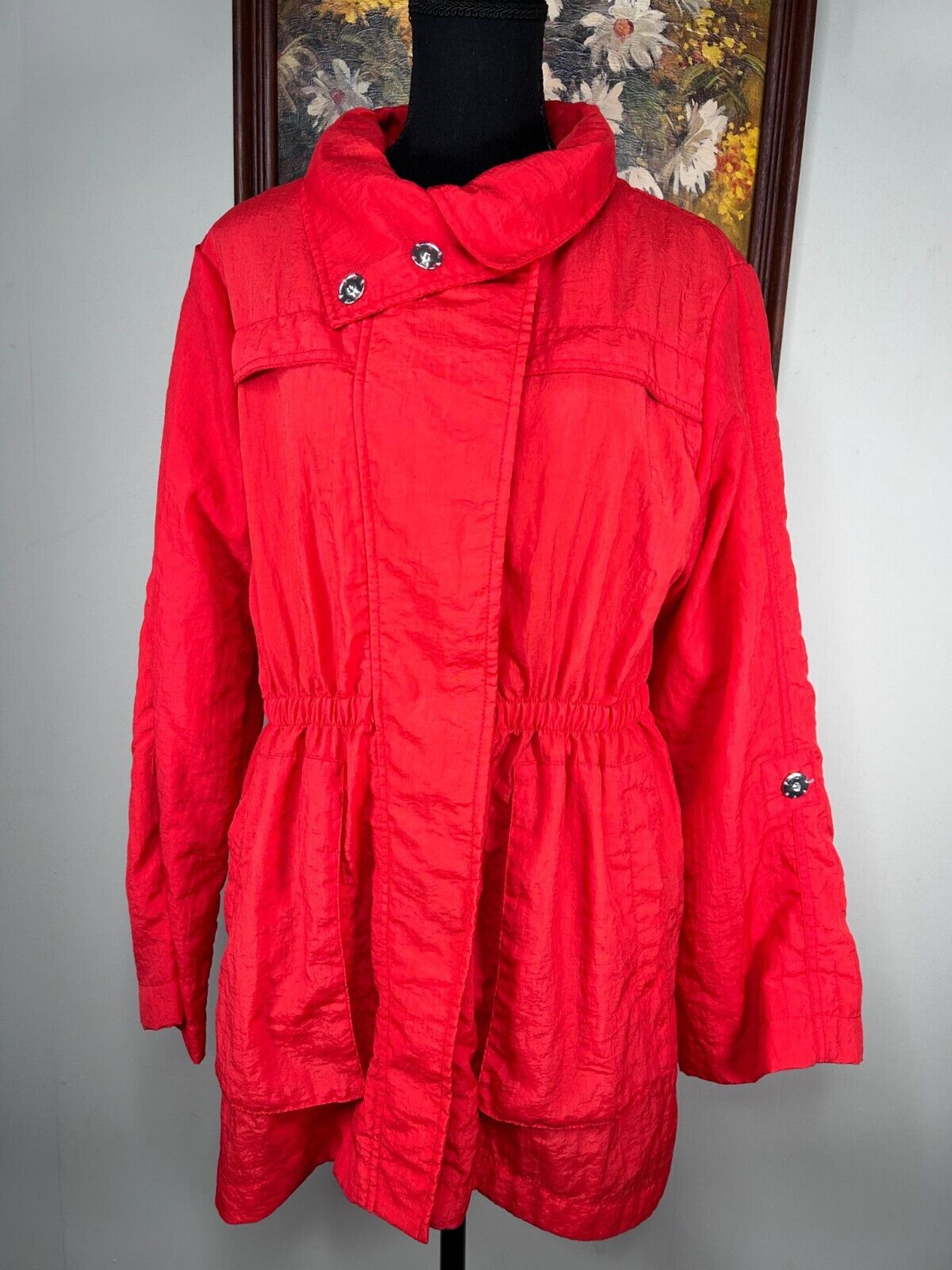 New York & Company Hooded Windbreaker Jacket Women's Small Red Travel Outdoor
