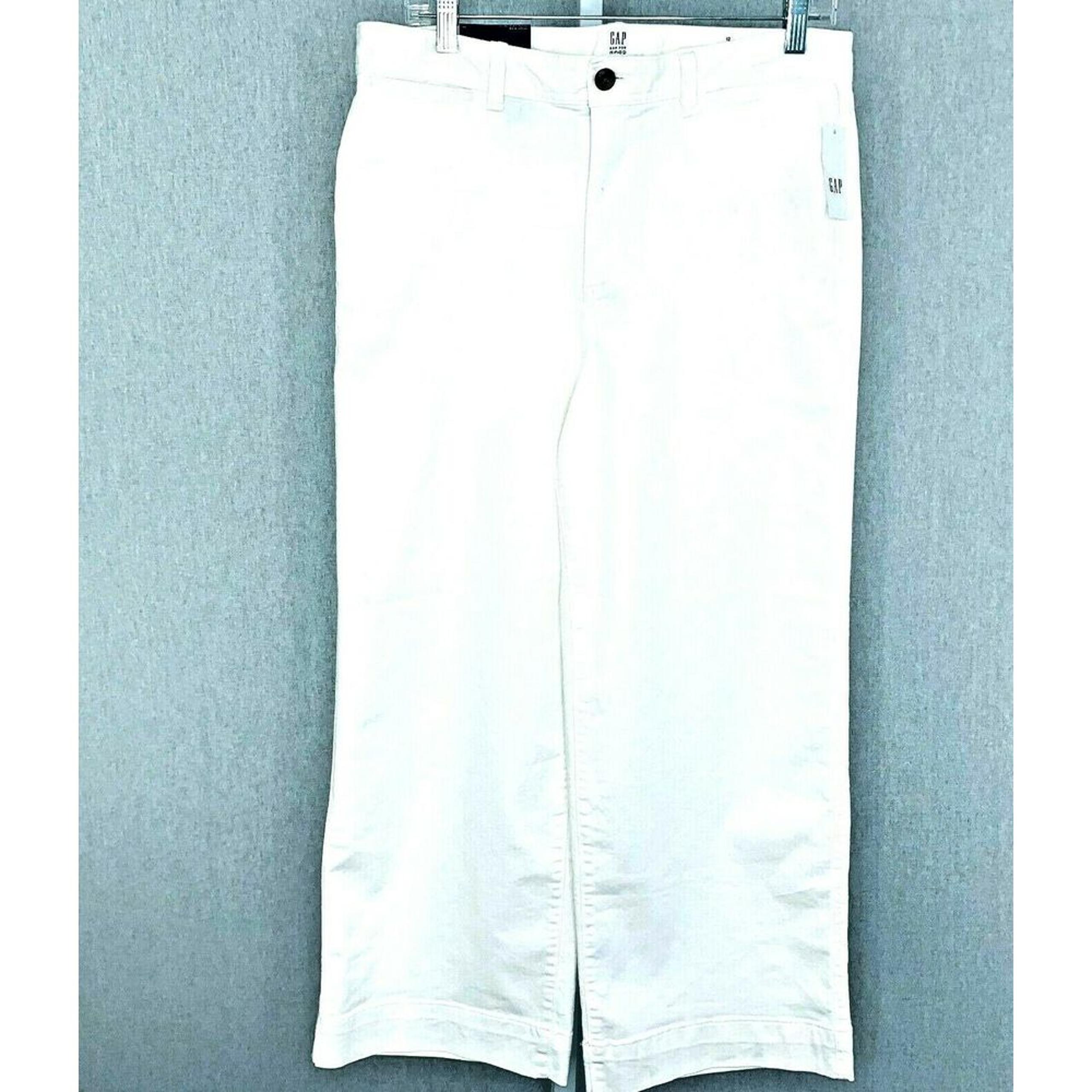 Gap Women's Ivory Cream Wide Leg High Rise Crop Pants Size 12 NWT