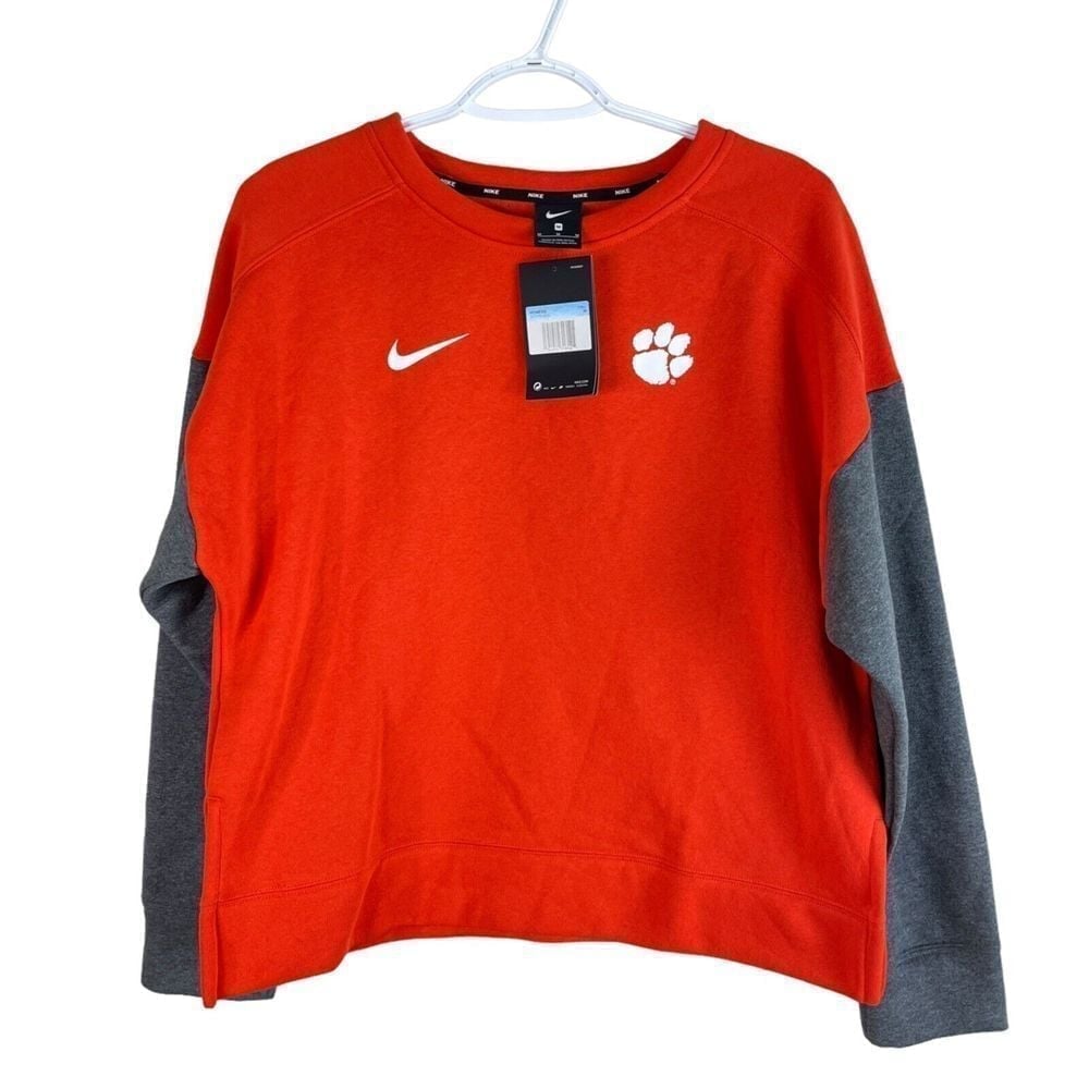 NEW Nike Clemson Tigers Sideline Sweatshirt Womens M Orange Crewneck Stretch