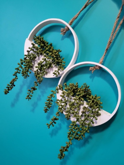 Artificial Succulents Hanging Plants 2pcs Fake String of Pearls in Pot