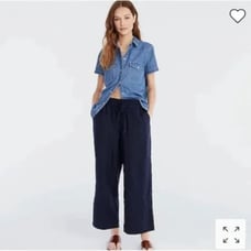 New J. Crew Womens Seaside 100% Linen Pants Sz M Navy Blue AY501 Beach Casual