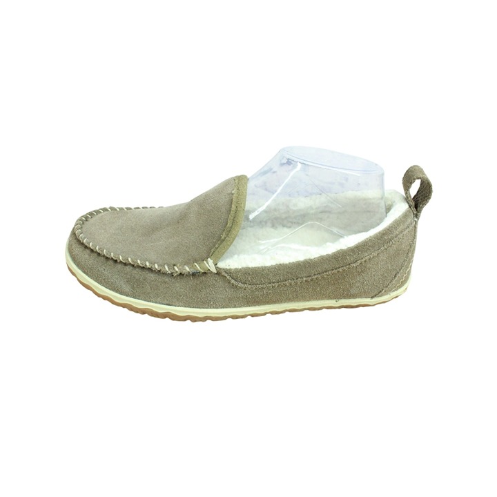 LL Bean Women's Dark Cement Suede Fleece Lined Mountain Moccasin Slippers Sz 8 M