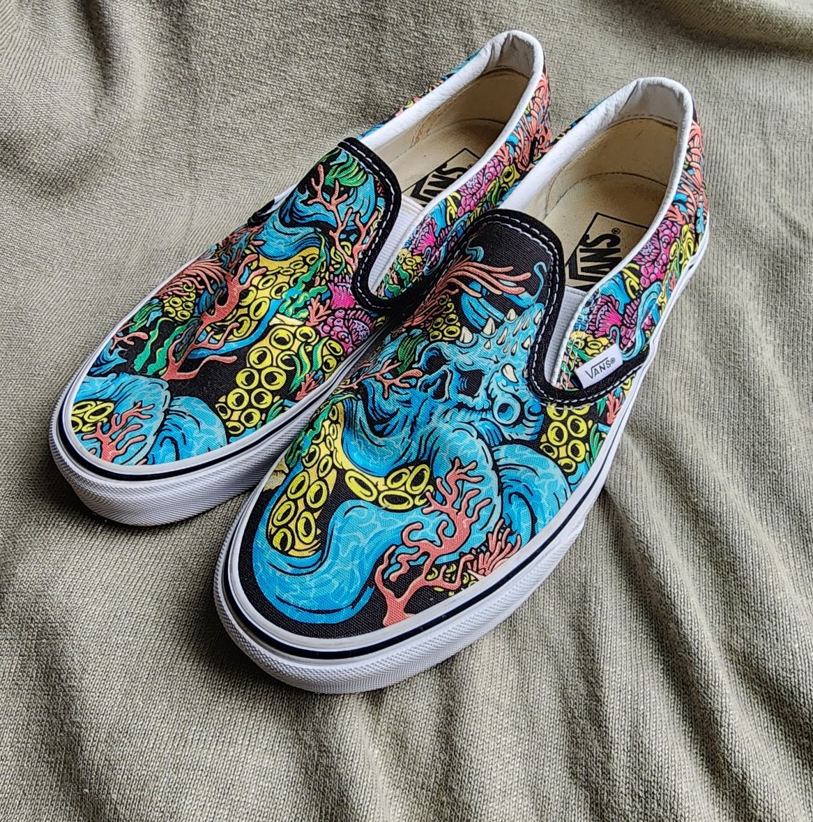 Vans underwater coral reef slip on shoes