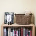 Brown Oval 2-Color Seagrass Storage Basket with Wooden Handle