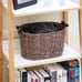 Brown Oval 2-Color Seagrass Storage Basket with Wooden Handle