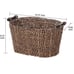 Brown Oval 2-Color Seagrass Storage Basket with Wooden Handle