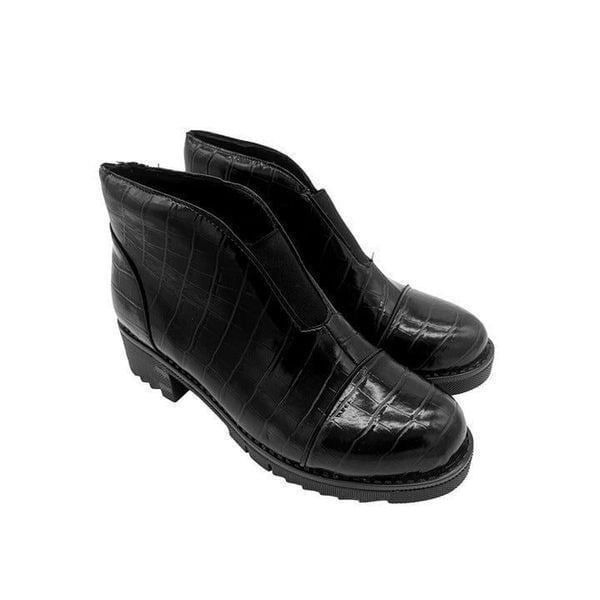 Chic Faux Croc Ankle Boots: Short-Cut Style for Women