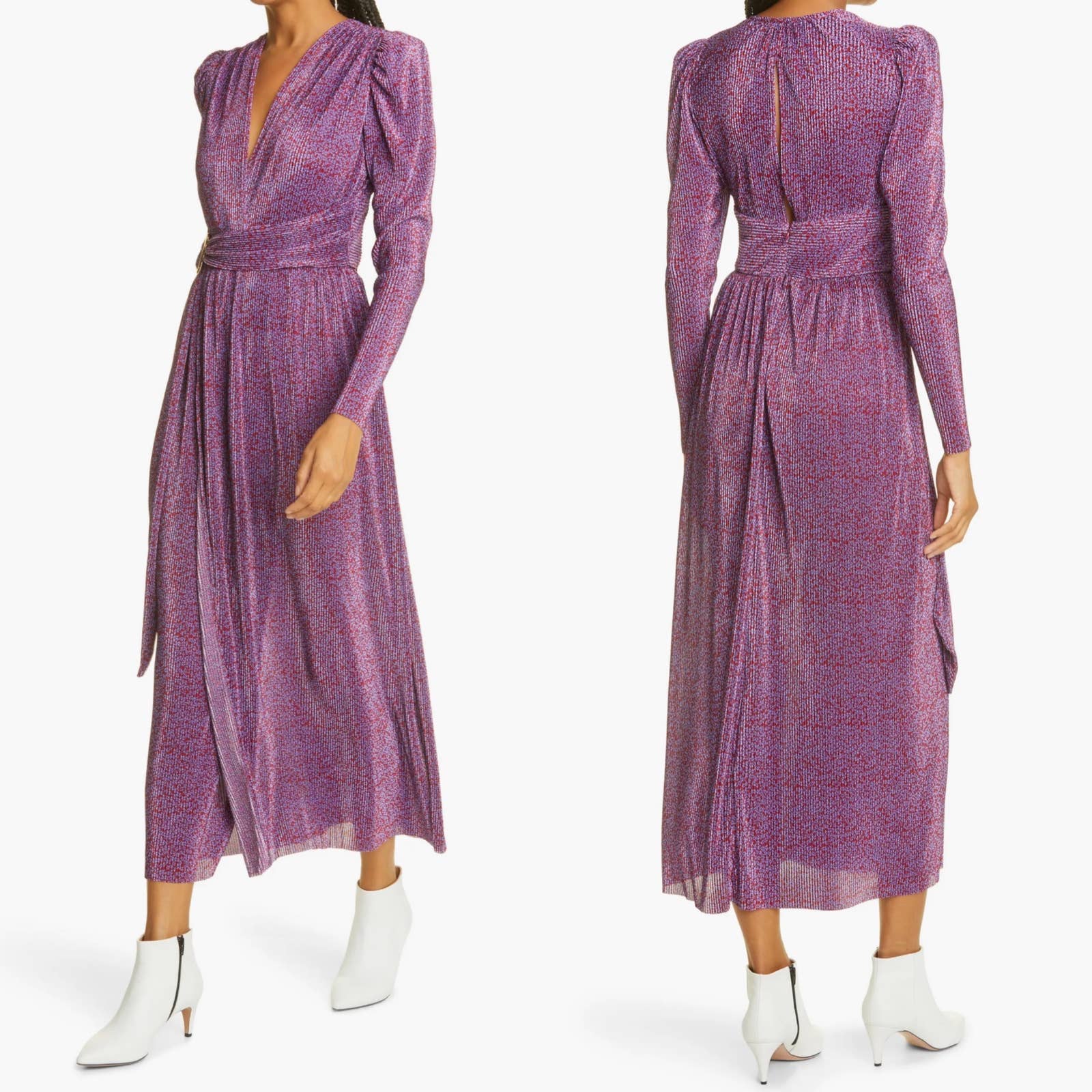 NWT Sabina Musayev Hadar Long Sleeve Dress in Maroon Size Small