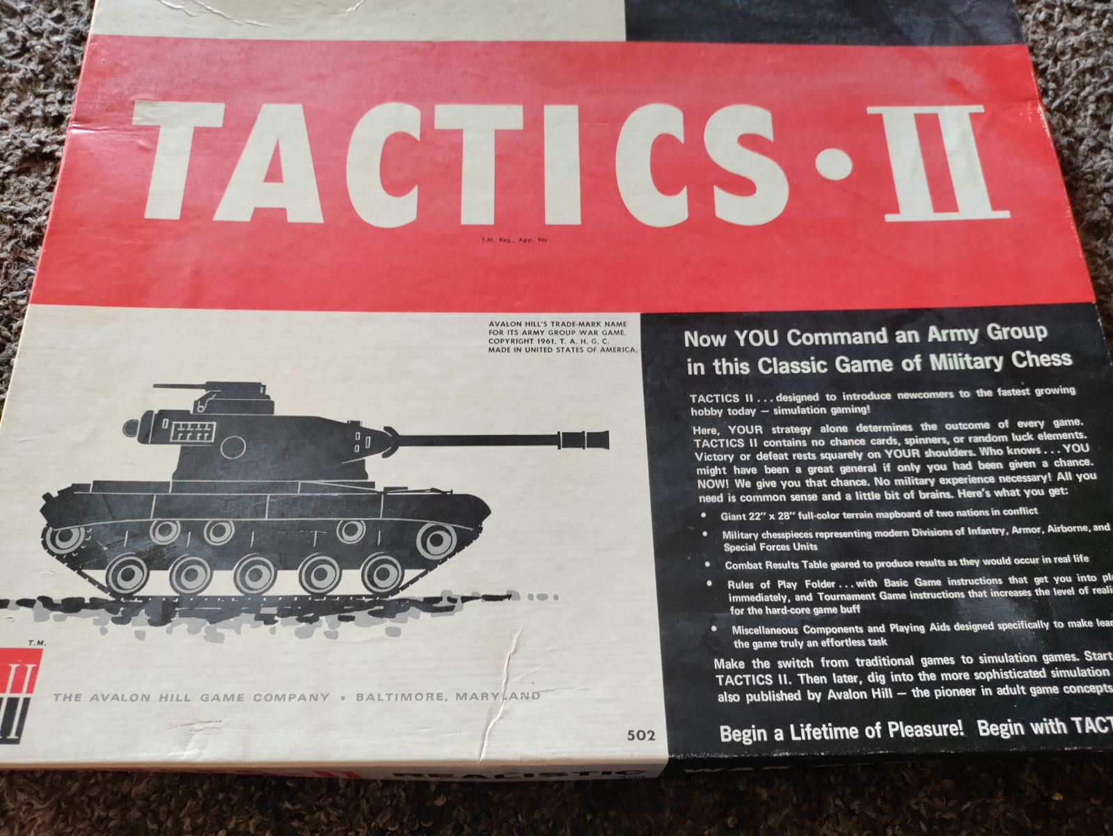 Vintage Tactics 2 1961 board game