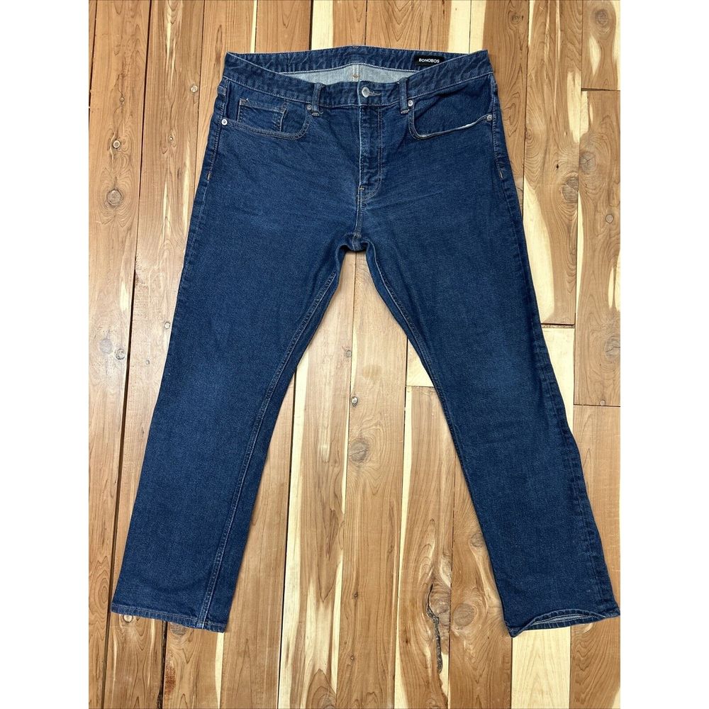 Bonobos Jeans Mens 35X30 Blue Slim Fit Denim Blue Zip Fly Medium (Actual 39x27)