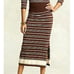 Polo by Ralph Lauren Brown/Cream Striped Wool Blend Midi Skirt w/Slit Size XXL N