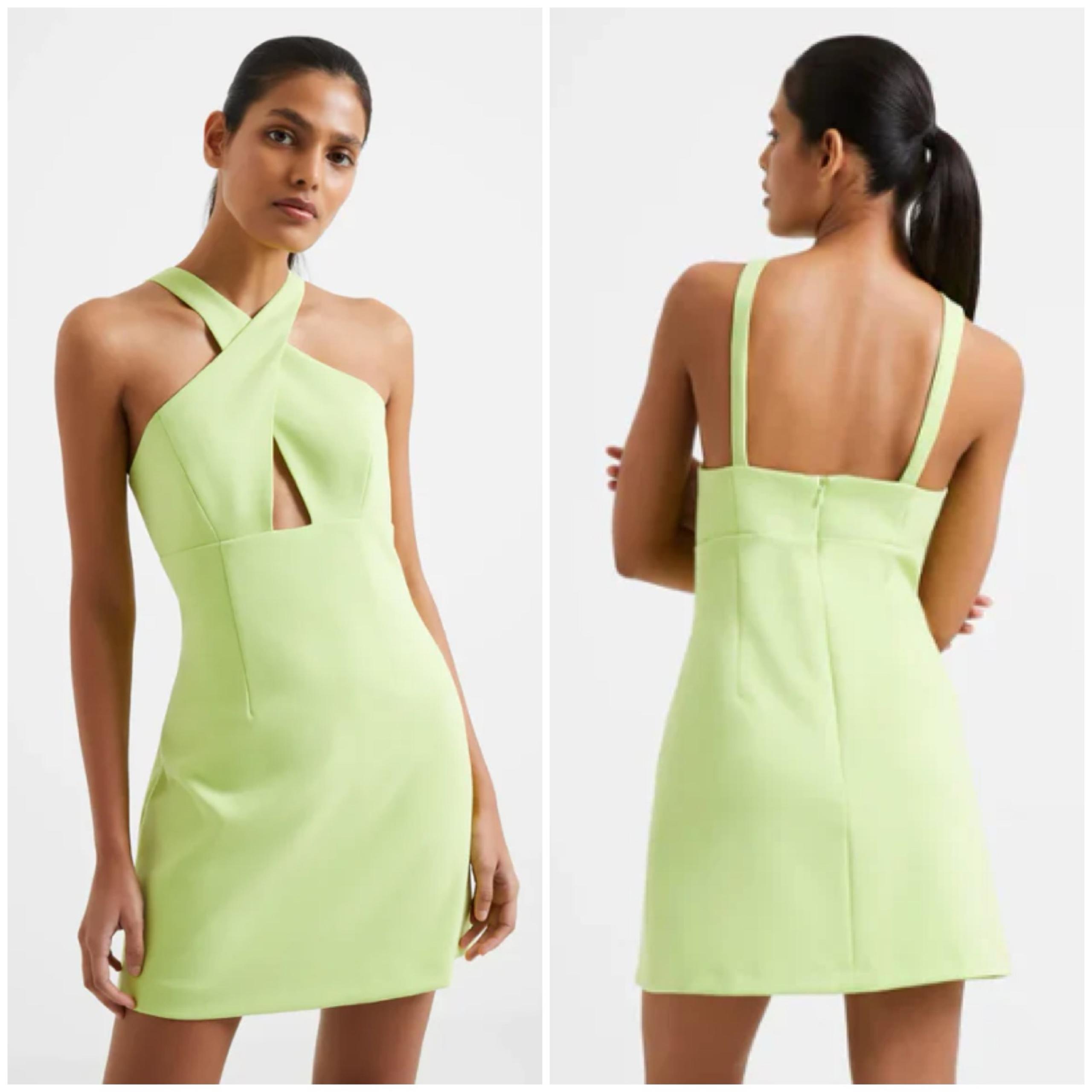 French Connection Lime Green Halter Mini Dress