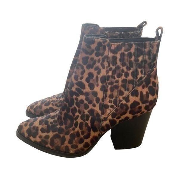 Marc Fisher Womens Ankle Booties Multicolor Brown Leopard Pointed Calf Hair Toe