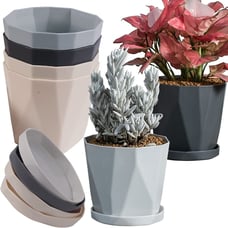 Plant Pots Indoor Plastic Flower Pots Outdoor 5 inch Set of 6 Pack with