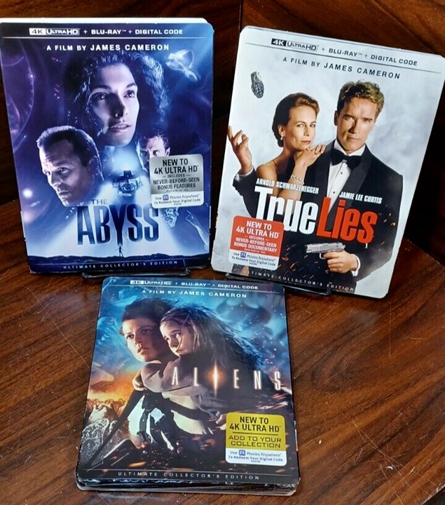 Abyss + True Lies + Aliens (4K+Blu-ray-No Digital Codes)w/Slipcovers-Free S&H