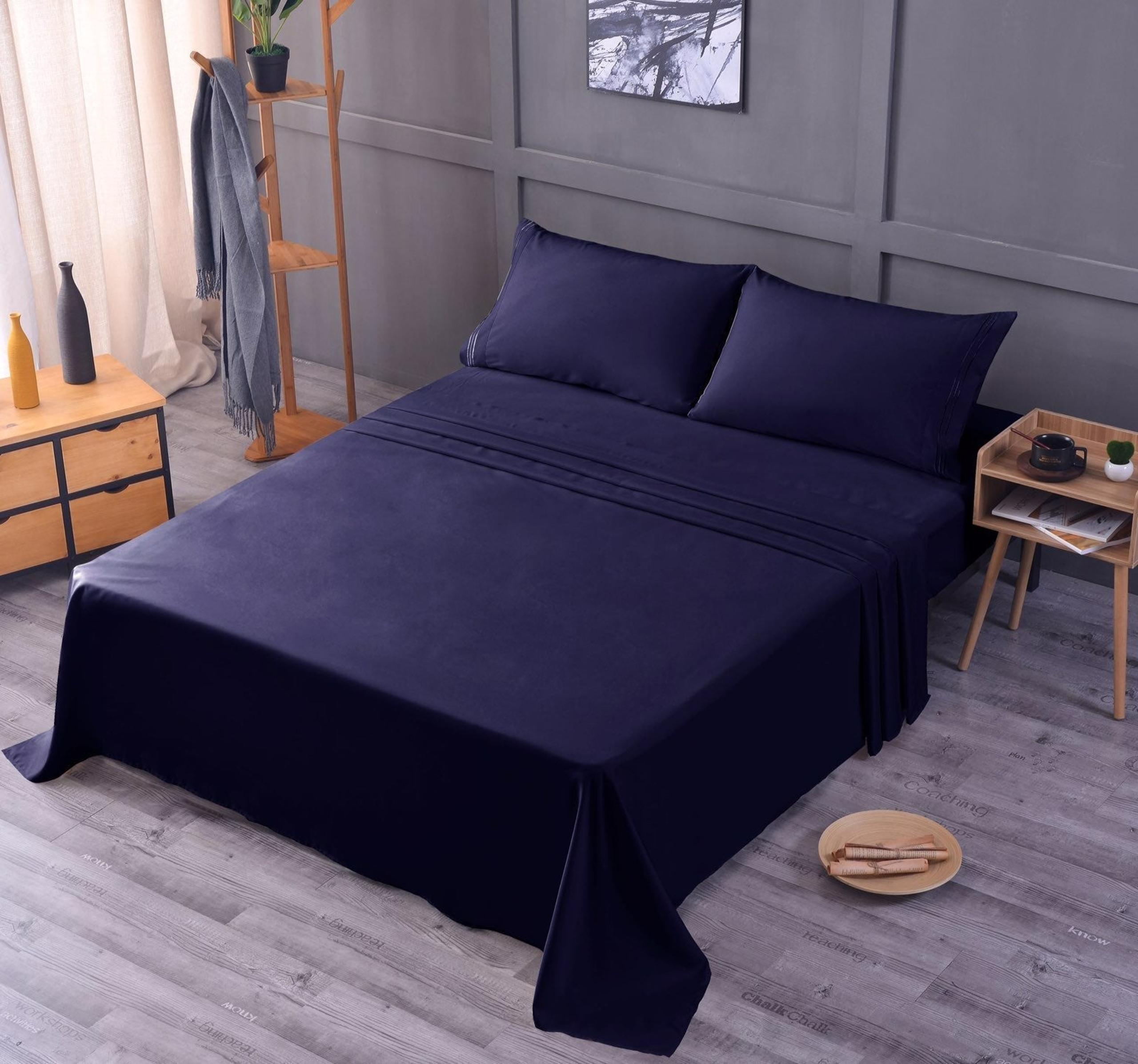 Cool Bamboo Luxury King Sheet Set - Navy - Deep Pocket