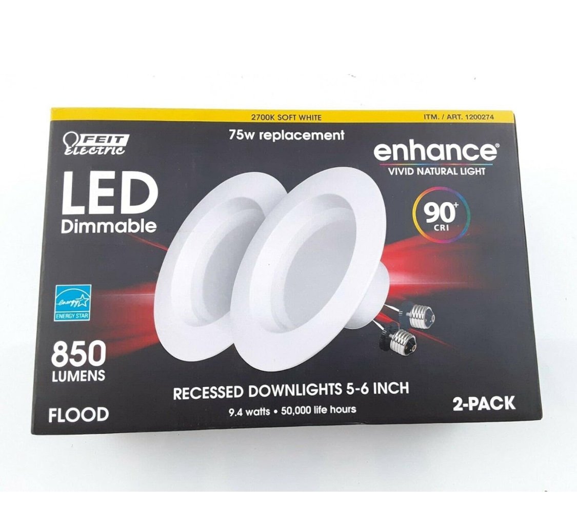 Feit CELEDR6/927/2 90+ CRI 75W Bulb, 2 Count (Pack of 1), Soft White