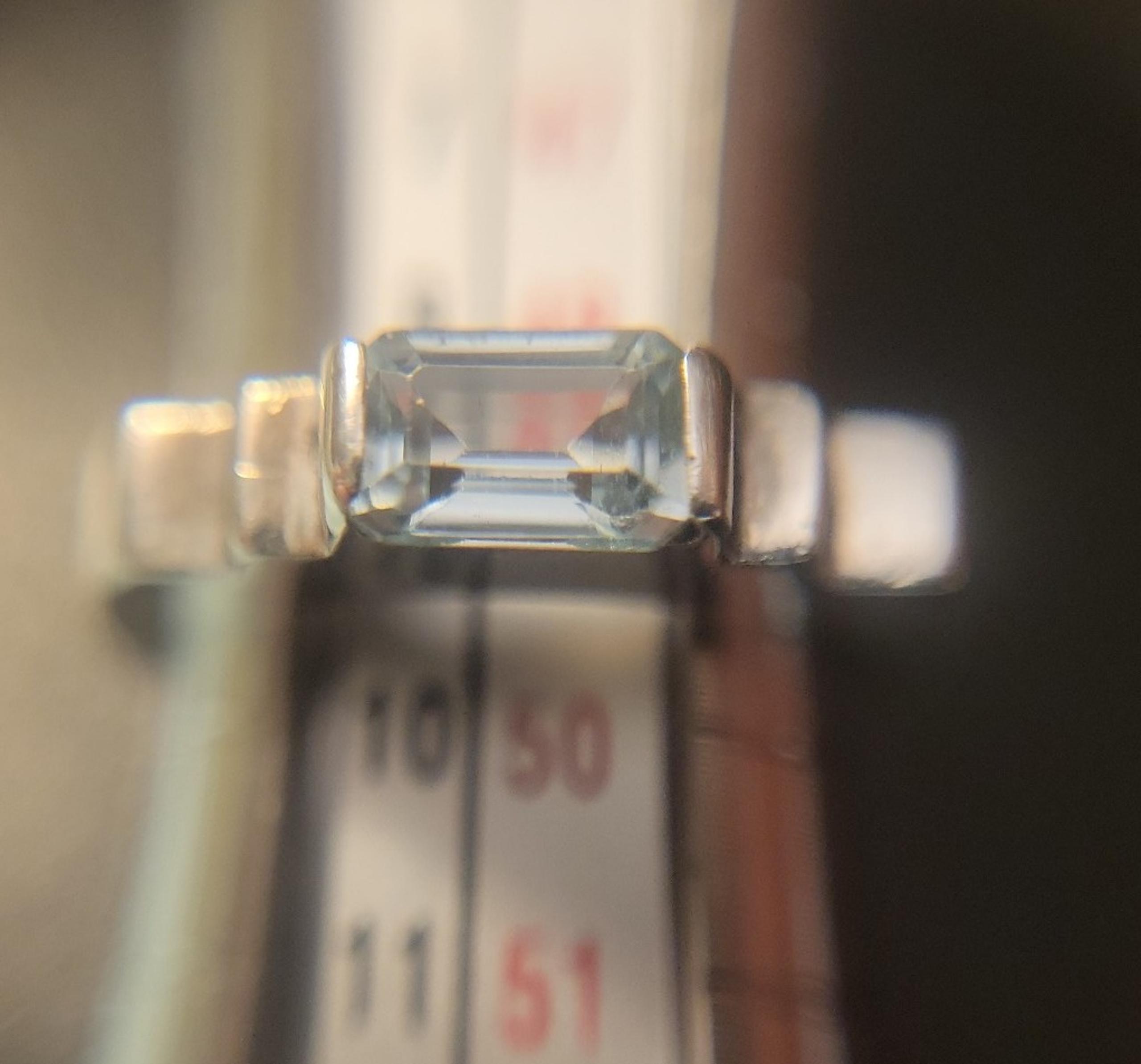 14k emerald cut genuine aquamarine ring