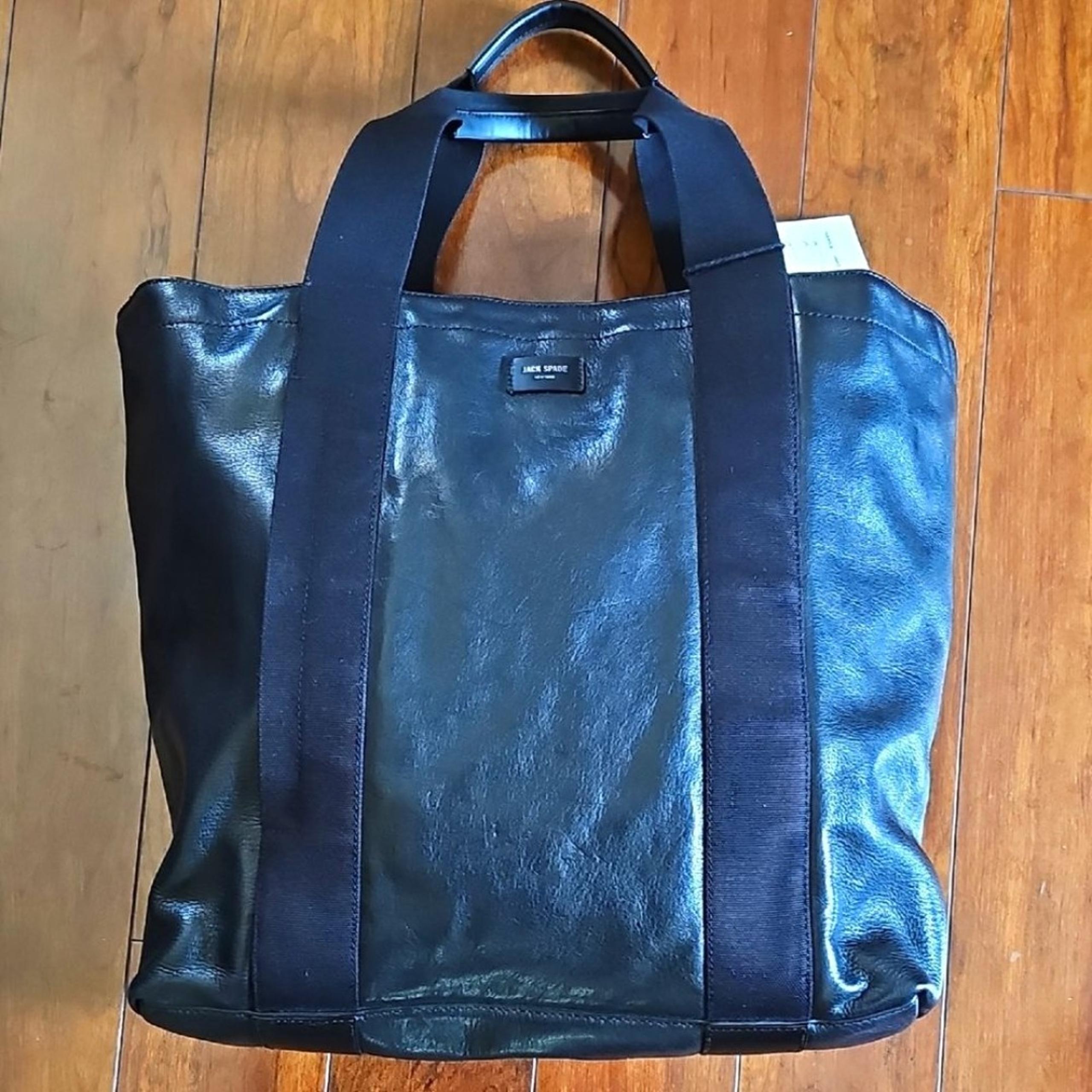 Jack Spade Extra Large Black Leather Tote Bag