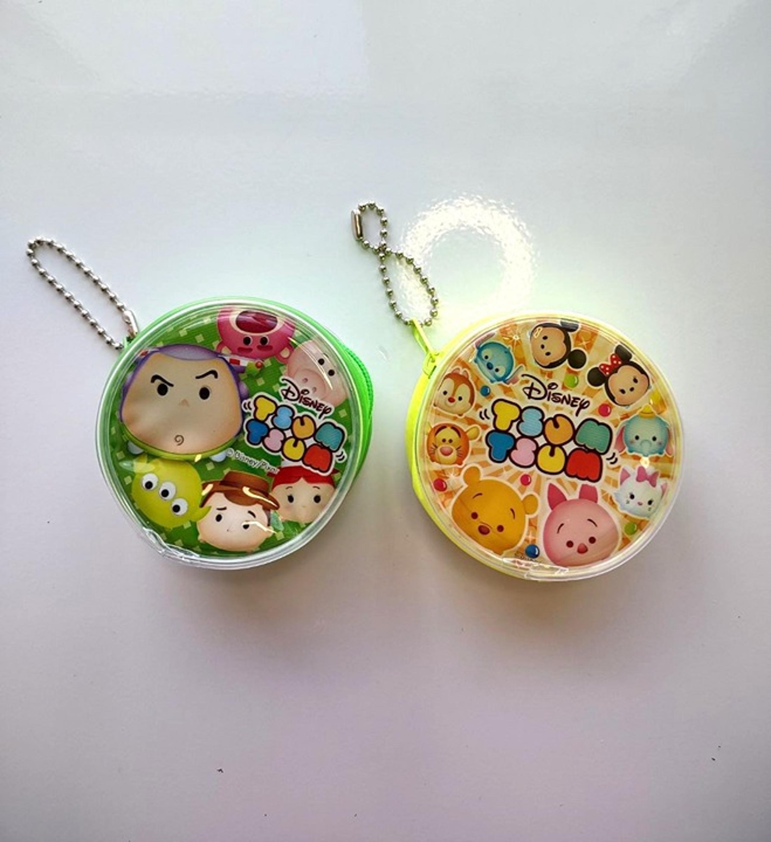Disney Tsum Tsum Toy Story & Winnie The Pooh Mini Round Key Chain Coin Purse Set