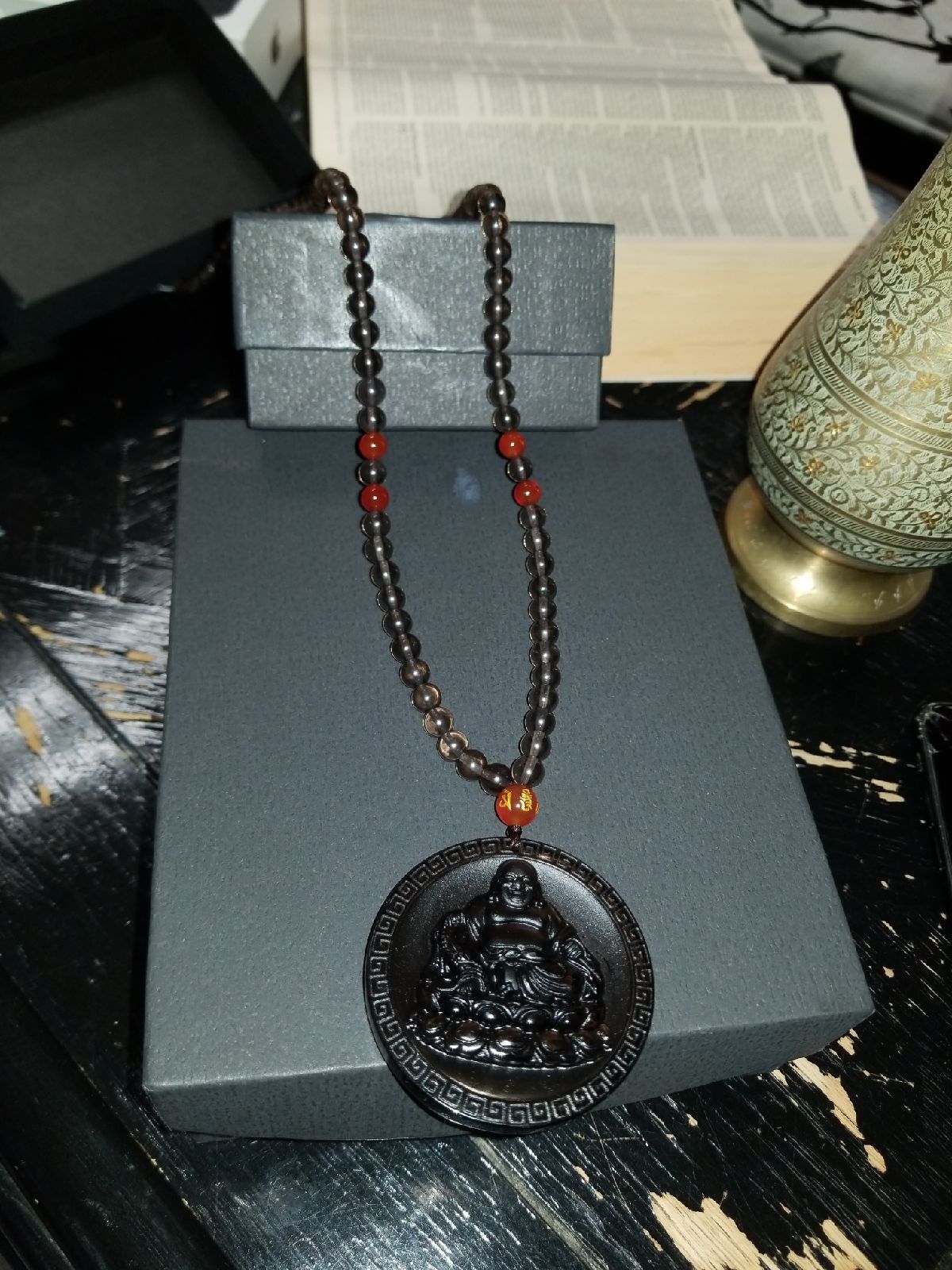 Obsidian Prayer Beads Necklace