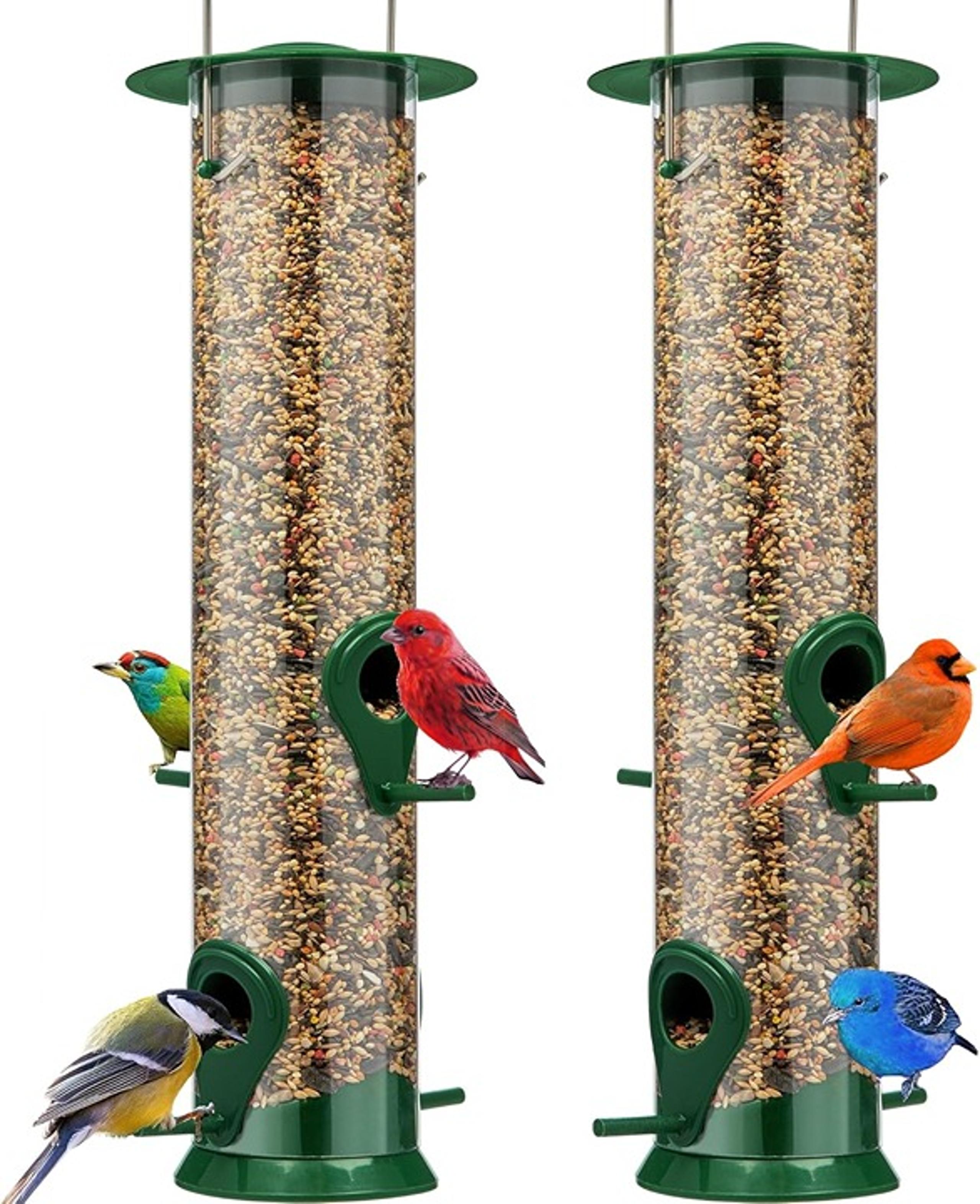 Gray Bunny 2 Pack, 12 Inches Tube Bird Feeder for Outdoors Hanging