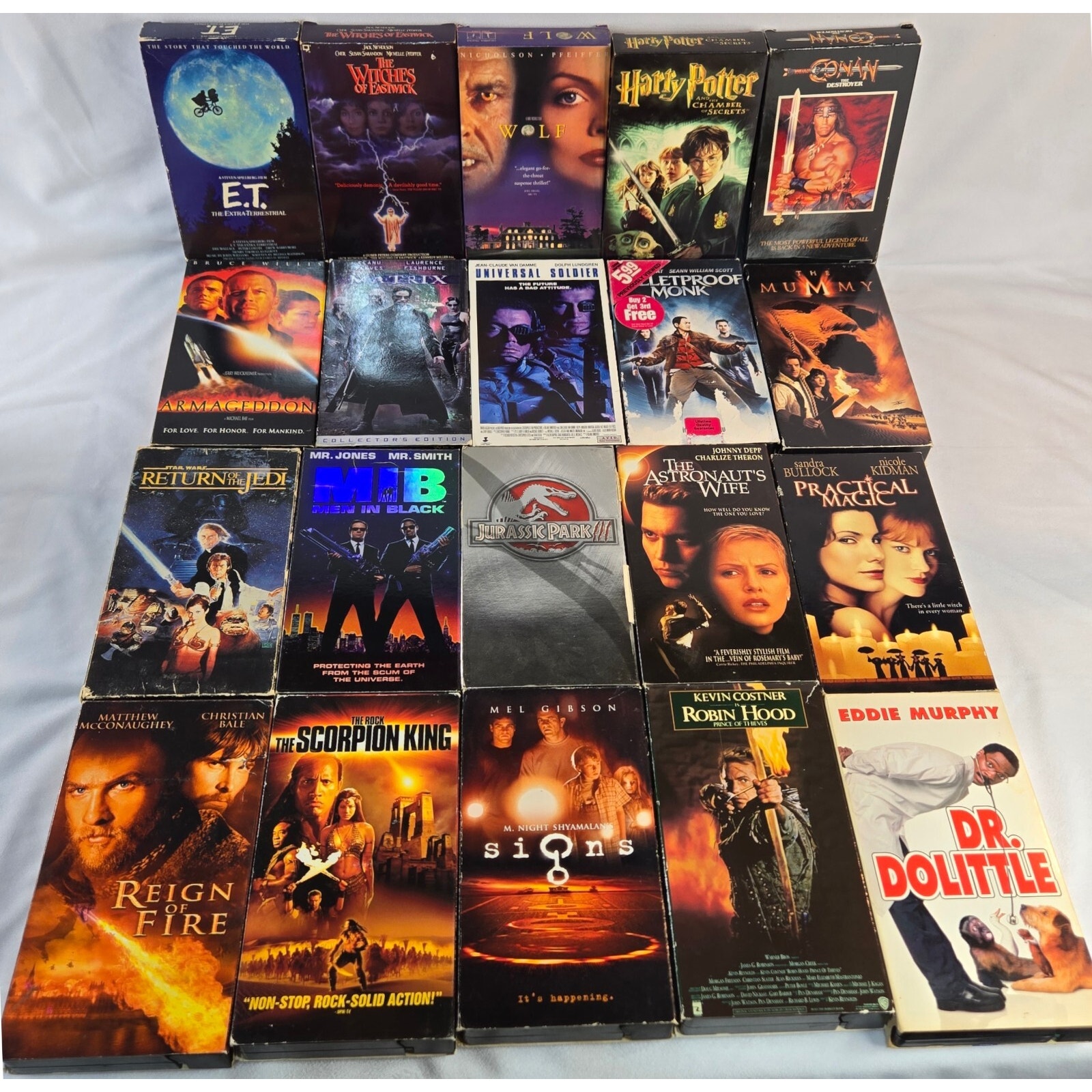 Fantasy Sci-Fi VHS Lot of 20 1980s 1990s Star Wars Harry Potter ET Mummy Signs
