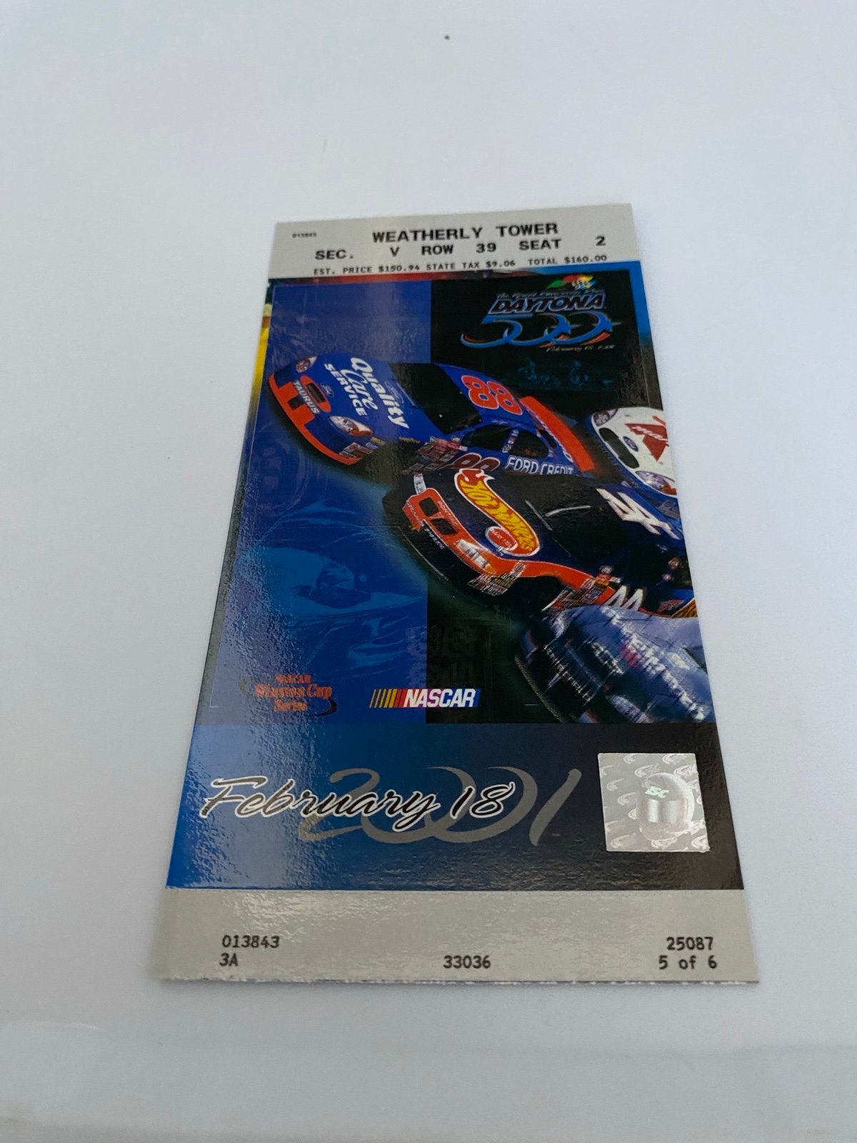 2001 Daytona 500 Ticket Dale Earnhardt Last Race February 18th READ DESCRIPTION