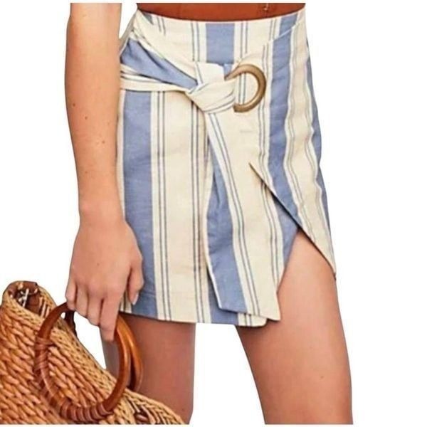 Free People Tuscan sunrise striped linen skirt 6