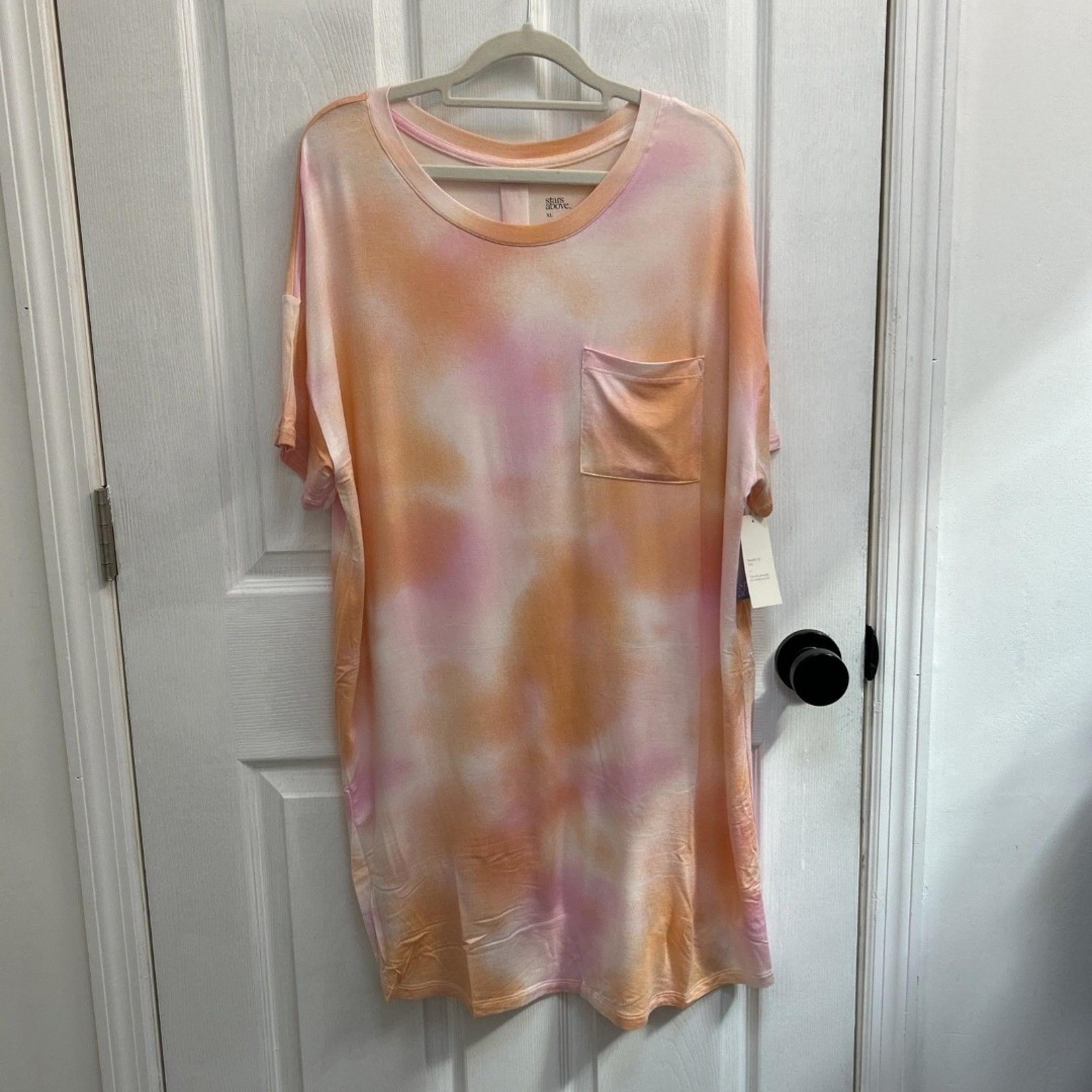 NWT Stars Above Women’s Sleep Dress XL Pink Orange Tie Dye Soft Modal Nightgown