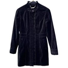 WHBM BLACK VELVET MID-LENGTH JACKET SIZE XS