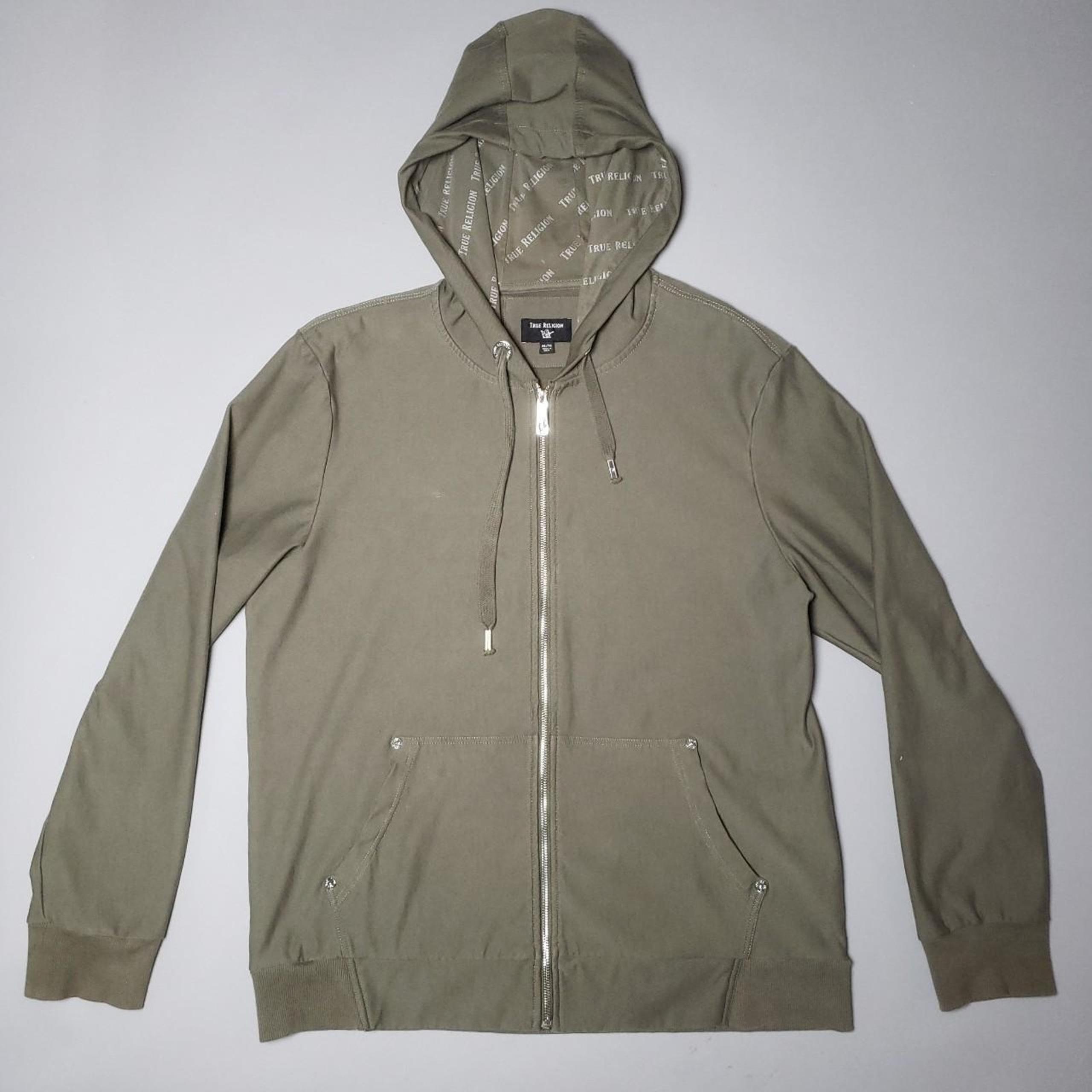 True Religion metallic back zip up hoodie Mens XLarge
