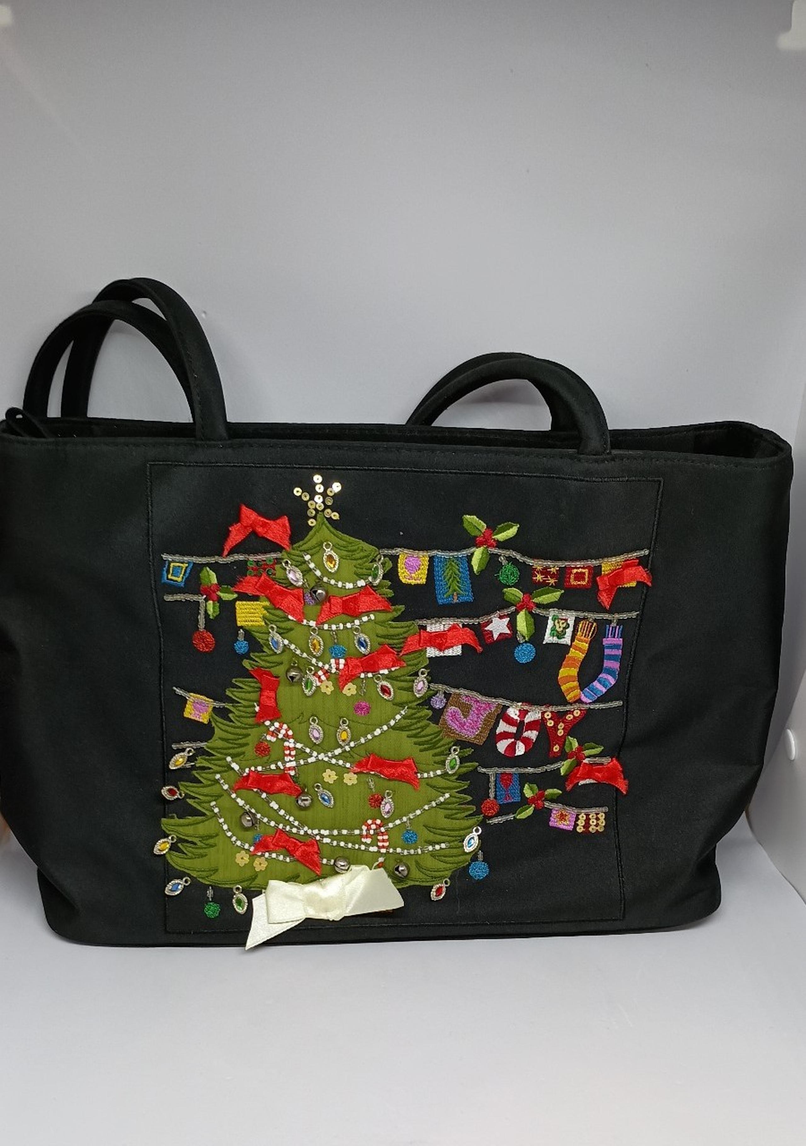 Vintage Christmas Tree Beaded Shoulder Bag Purse Christmas Themed Bag