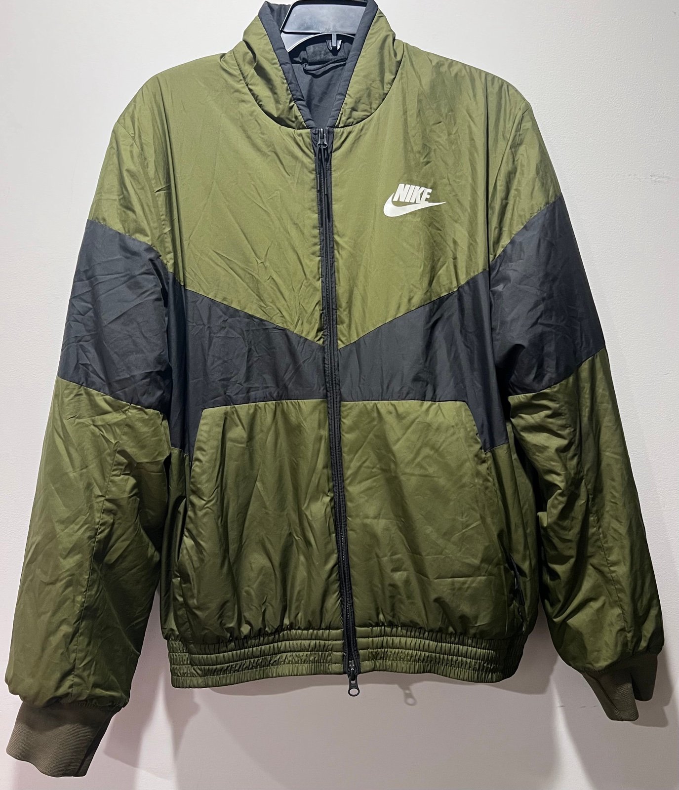 Nike Tech Bomber Flight Jacket Windbreaker Green Black Men’s Medium